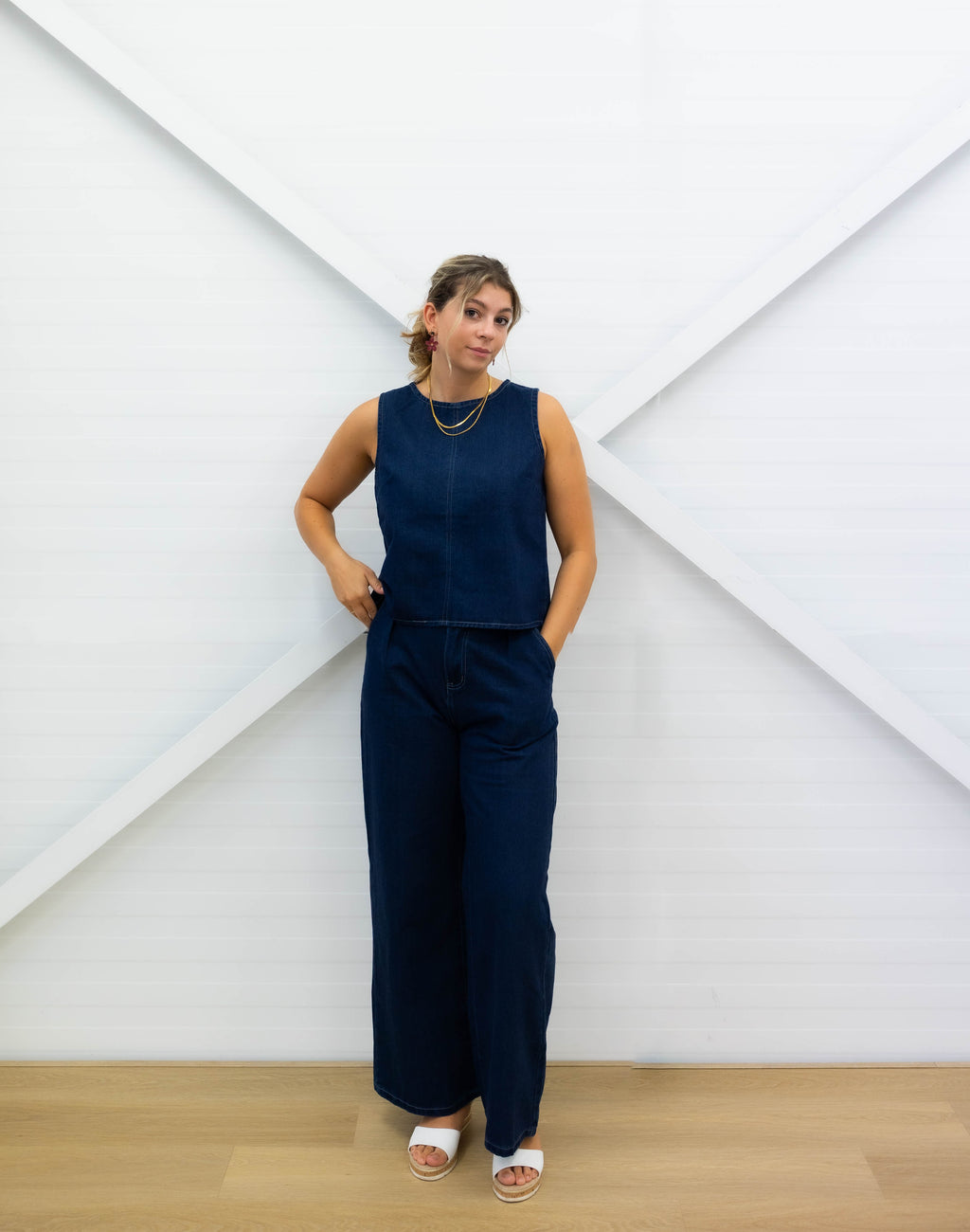 DENIM TOP + DENIM TROUSERS - Set
