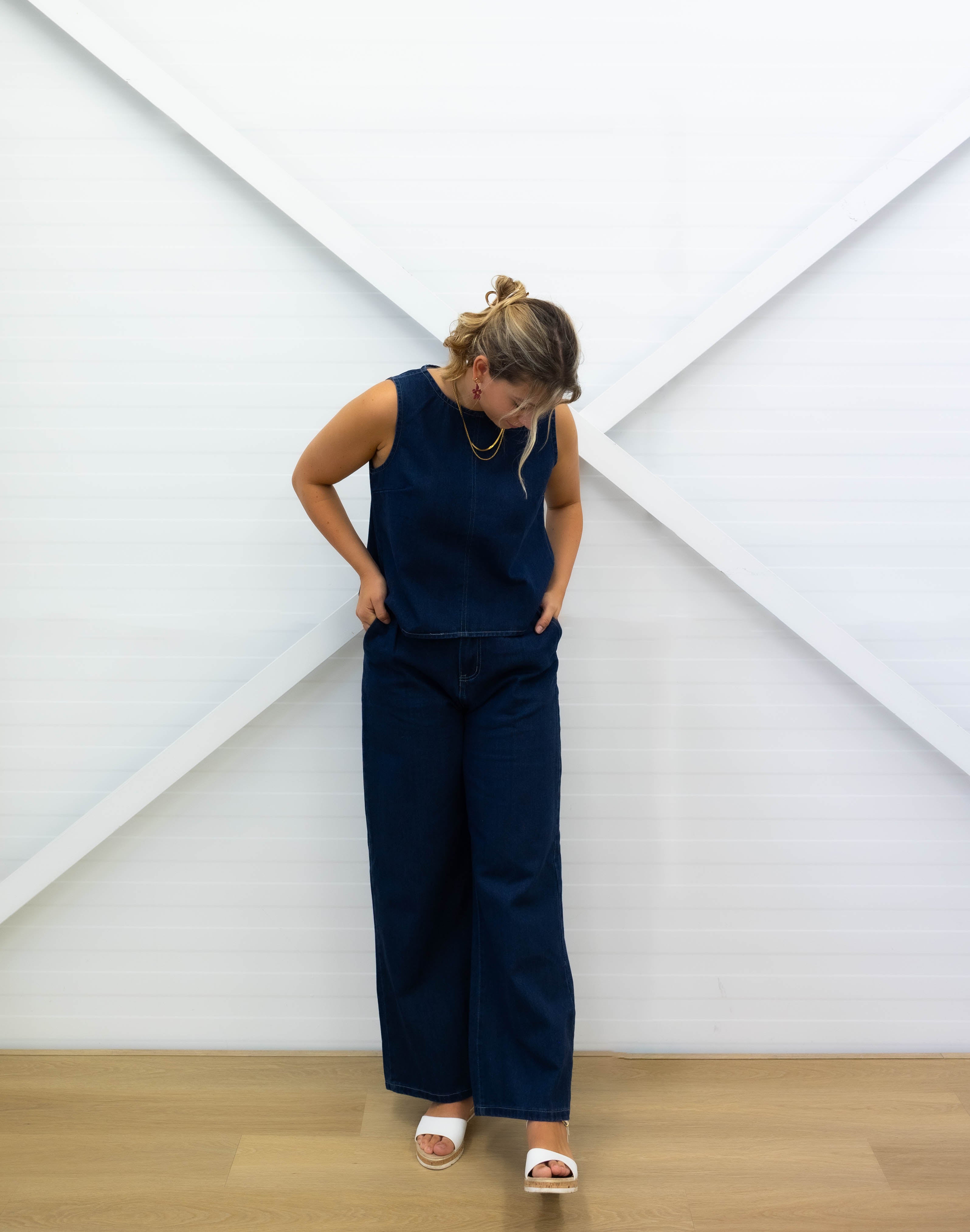 DENIM TOP + DENIM TROUSERS - Set