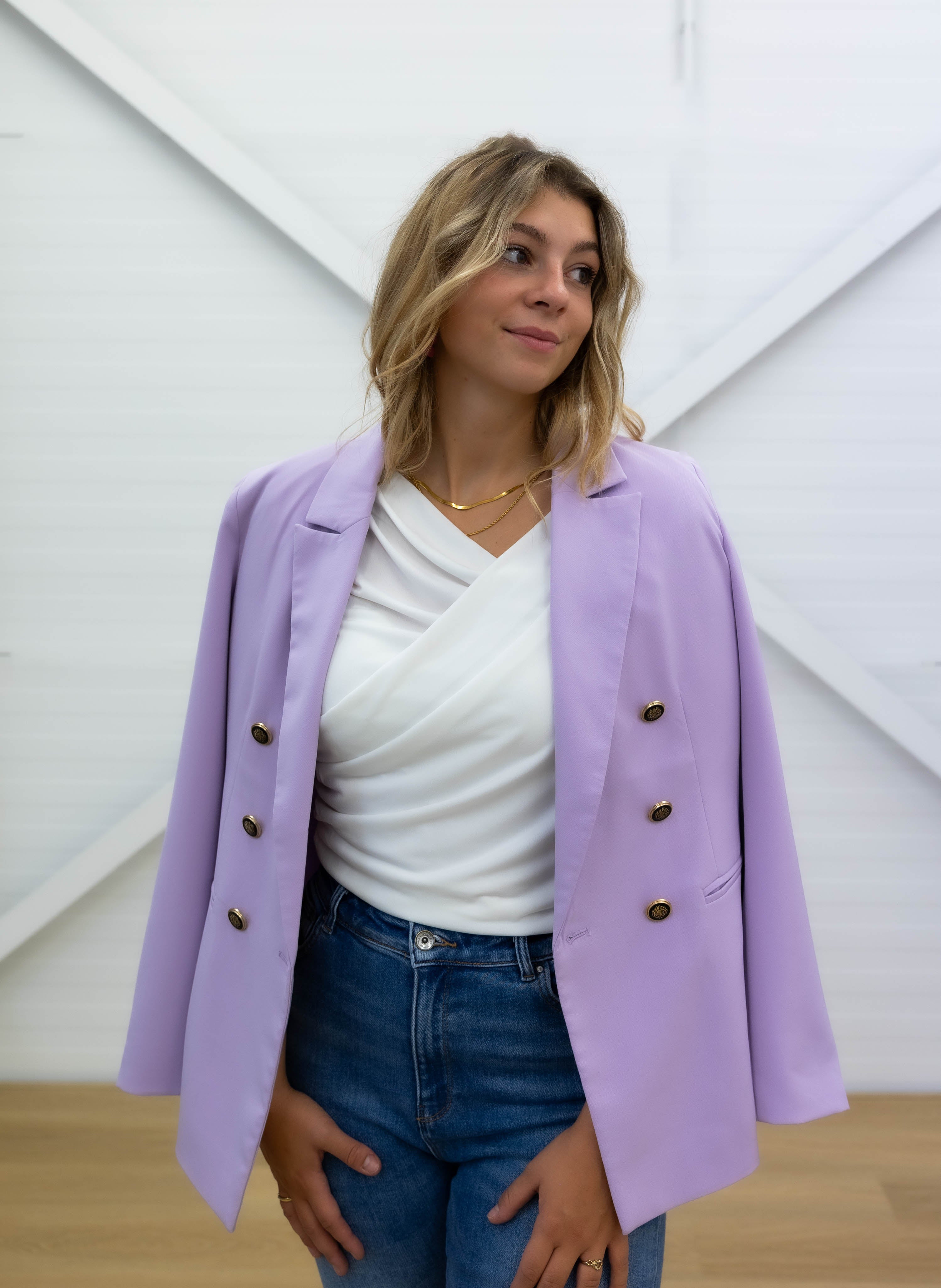 TOP - Draped Neckline - White