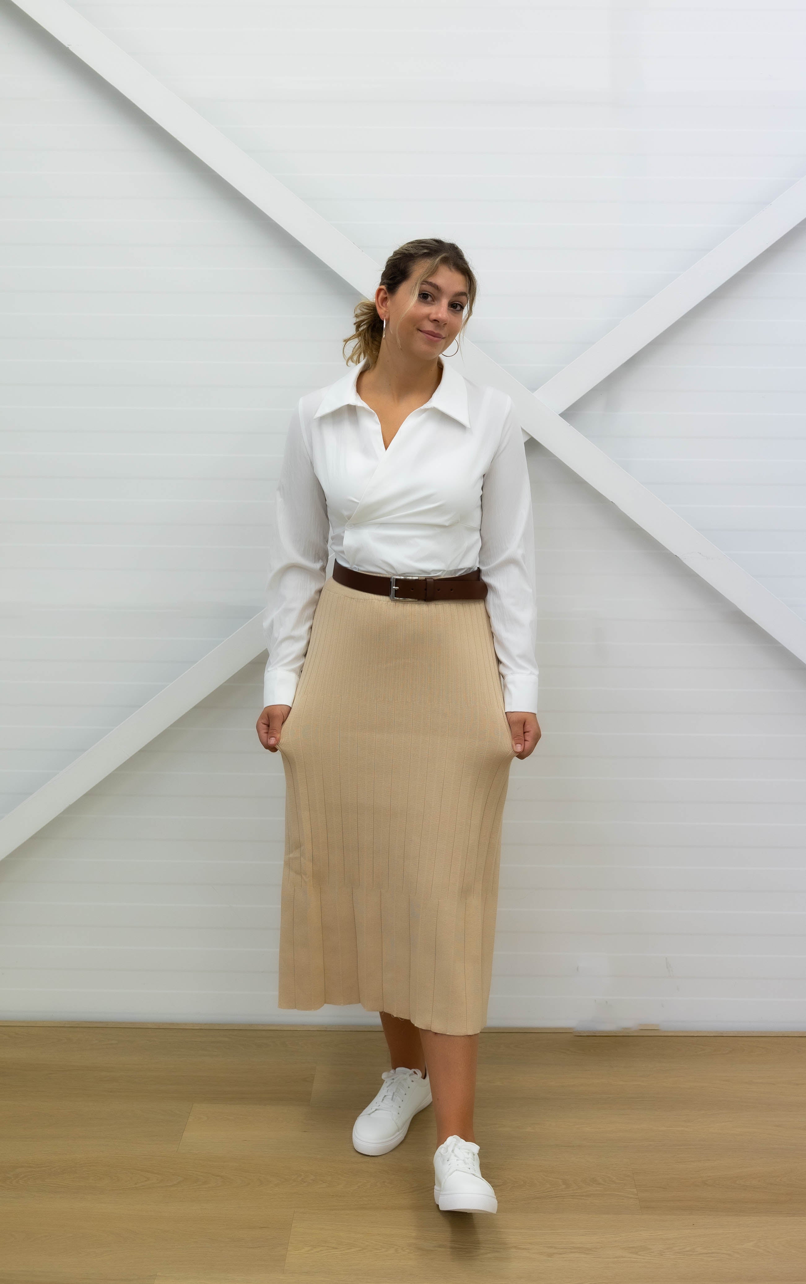 LONG SLEEVE WRAP BLOUSE - White