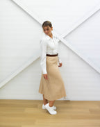 PLEATED SKIRT - Midi - Beige