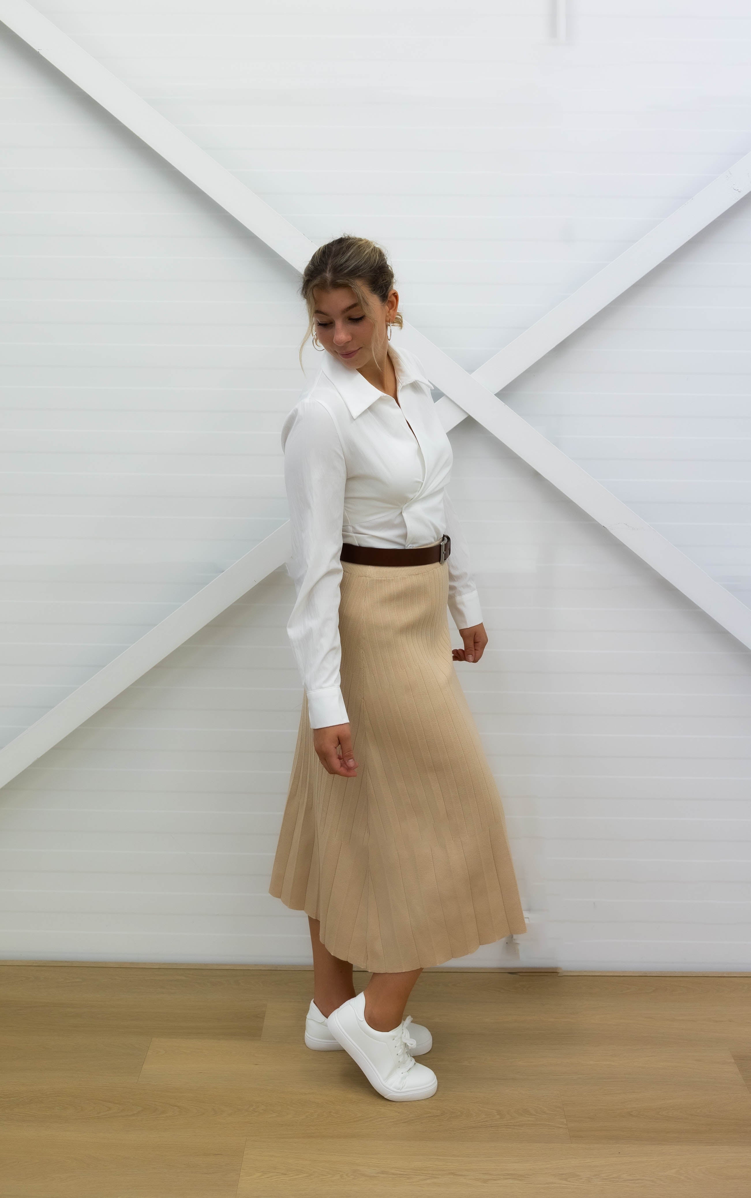 LONG SLEEVE WRAP BLOUSE - White