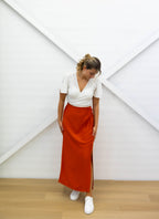 SLIT SKIRT - Maxi skirt - Orange