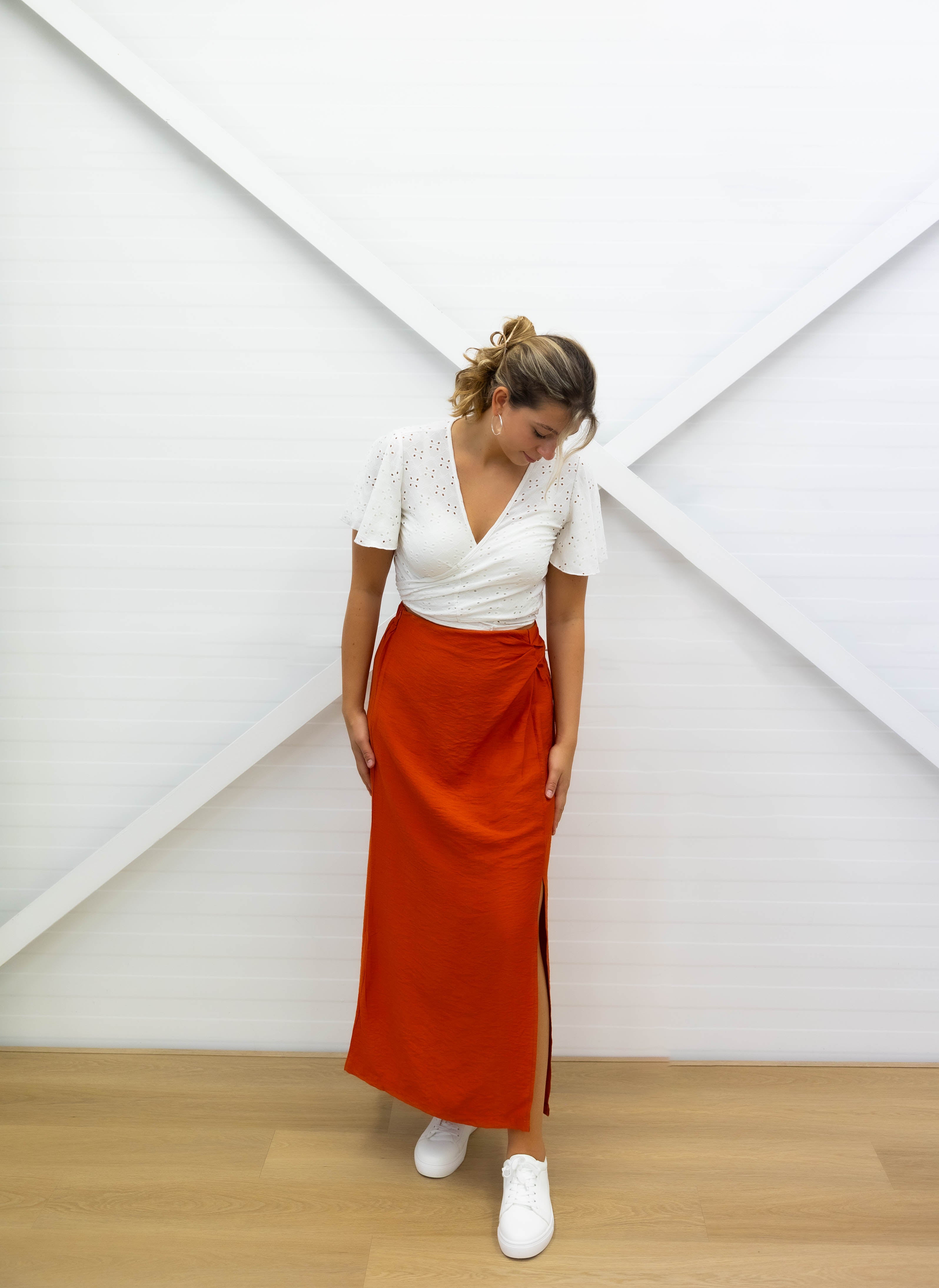 SLIT SKIRT - Maxi skirt - Orange