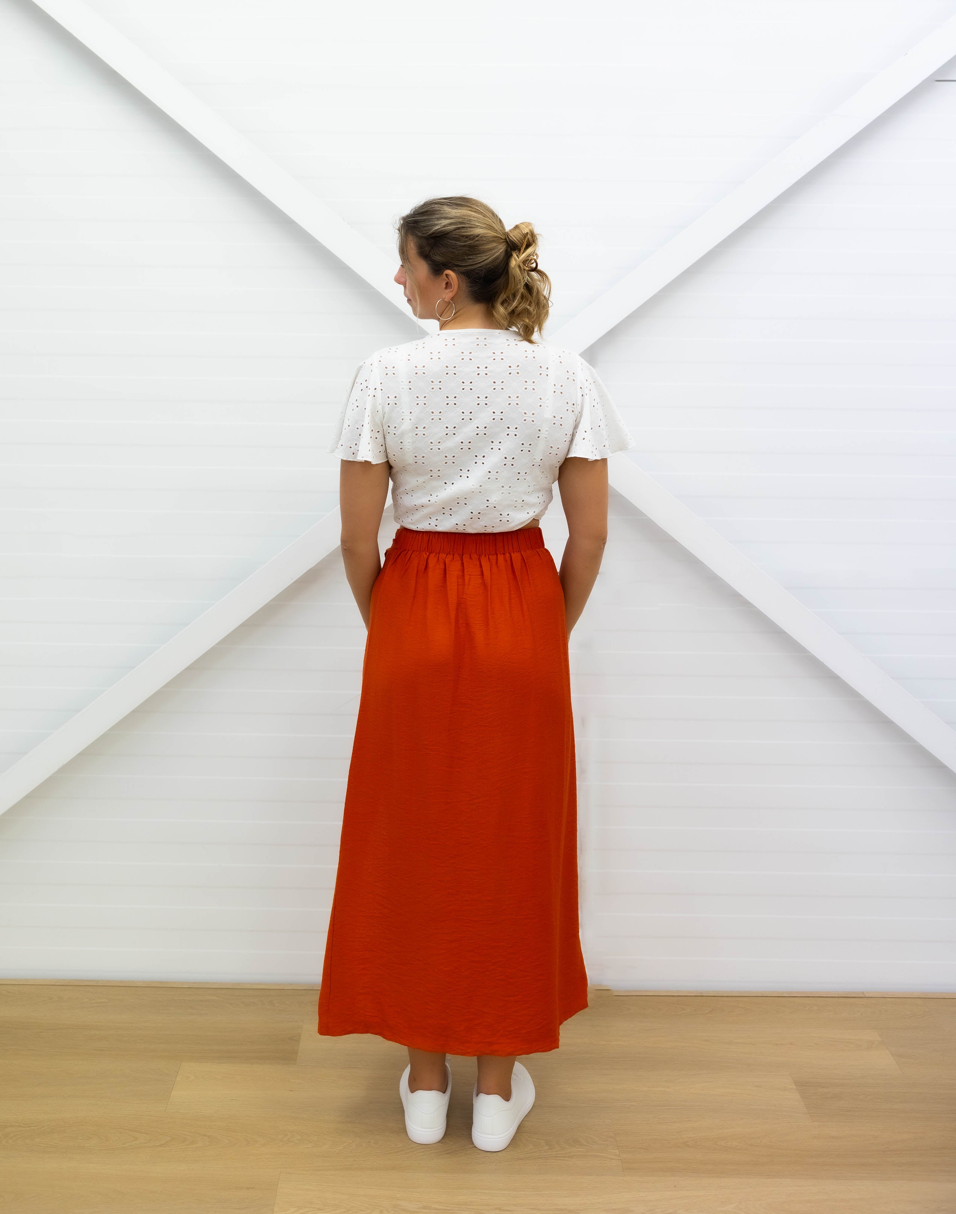SLIT SKIRT - Maxi skirt - Orange