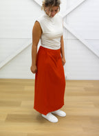 SLIT SKIRT - Maxi skirt - Orange