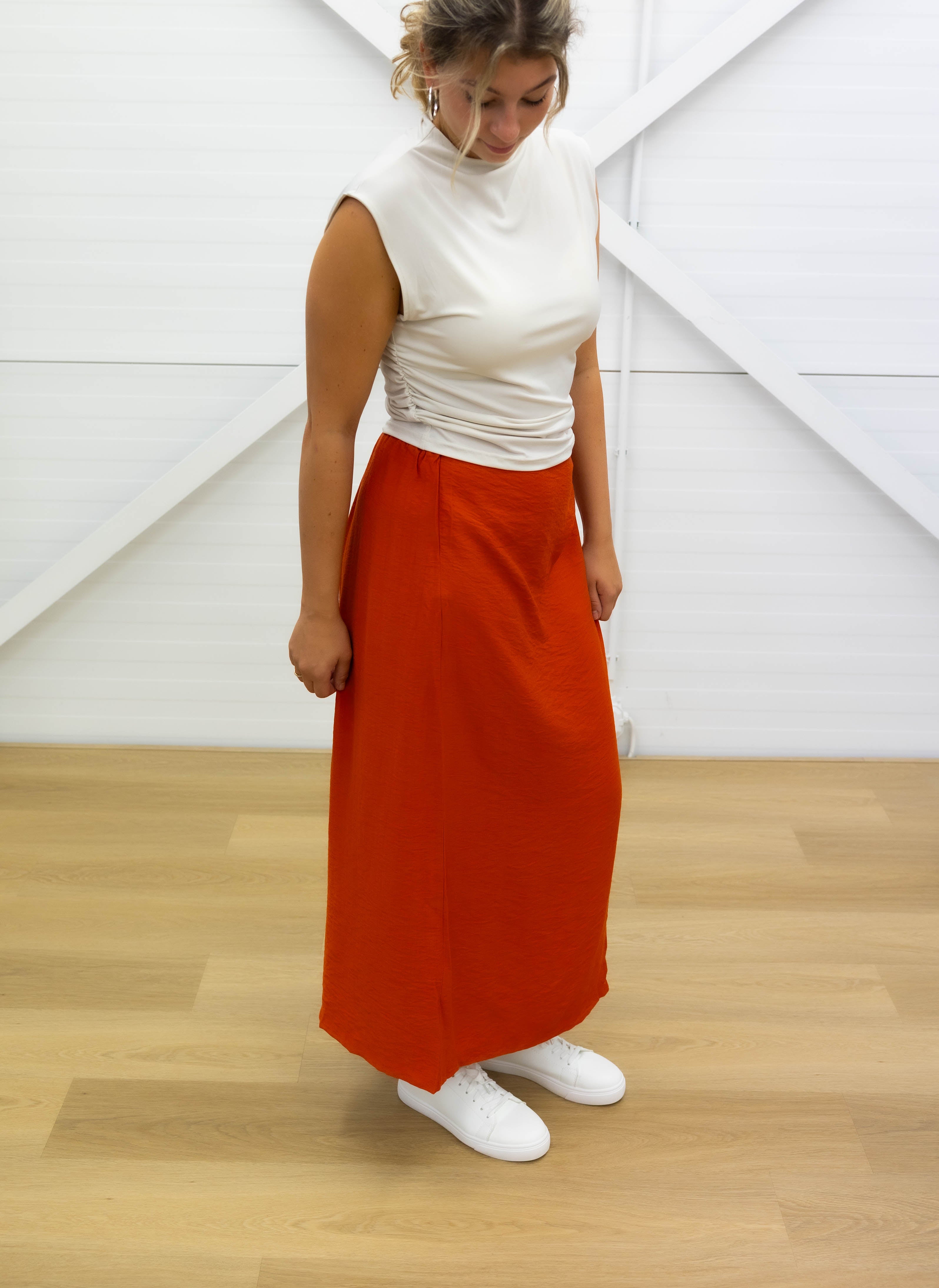 SLIT SKIRT - Maxi skirt - Orange