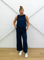 DENIM TOP + DENIM TROUSERS - Set