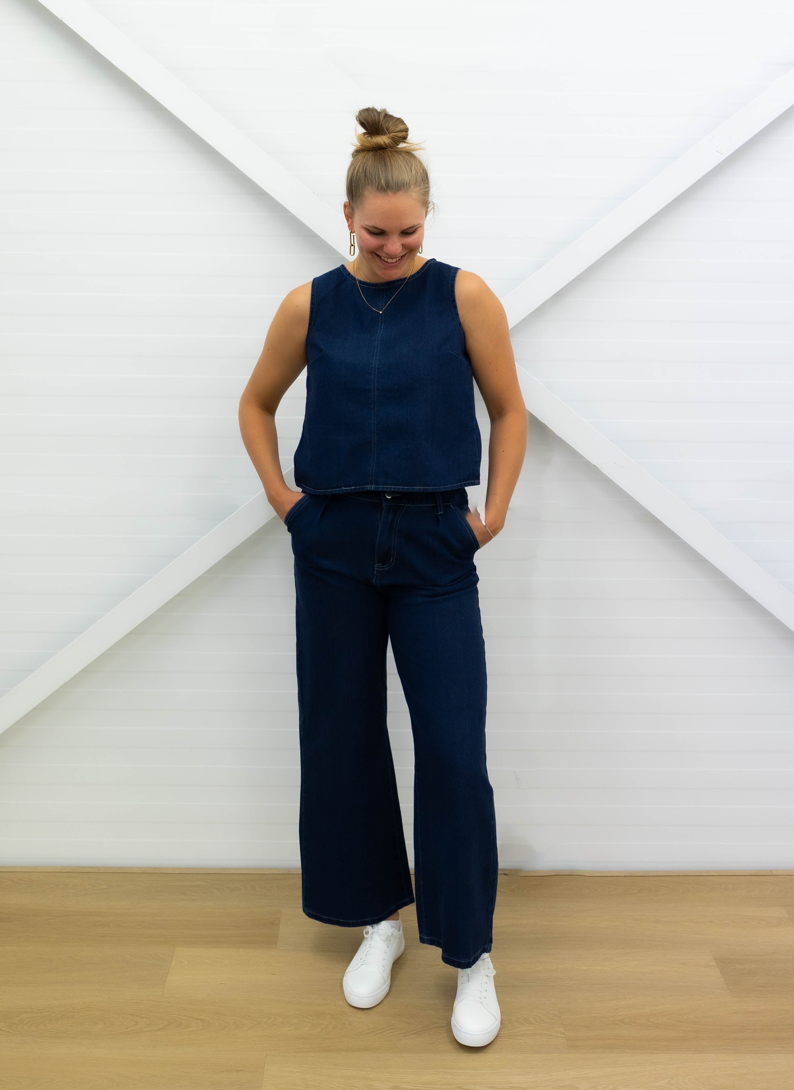 DENIM TOP + DENIM TROUSERS - Set