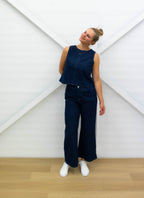 DENIM TOP + DENIM TROUSERS - Set