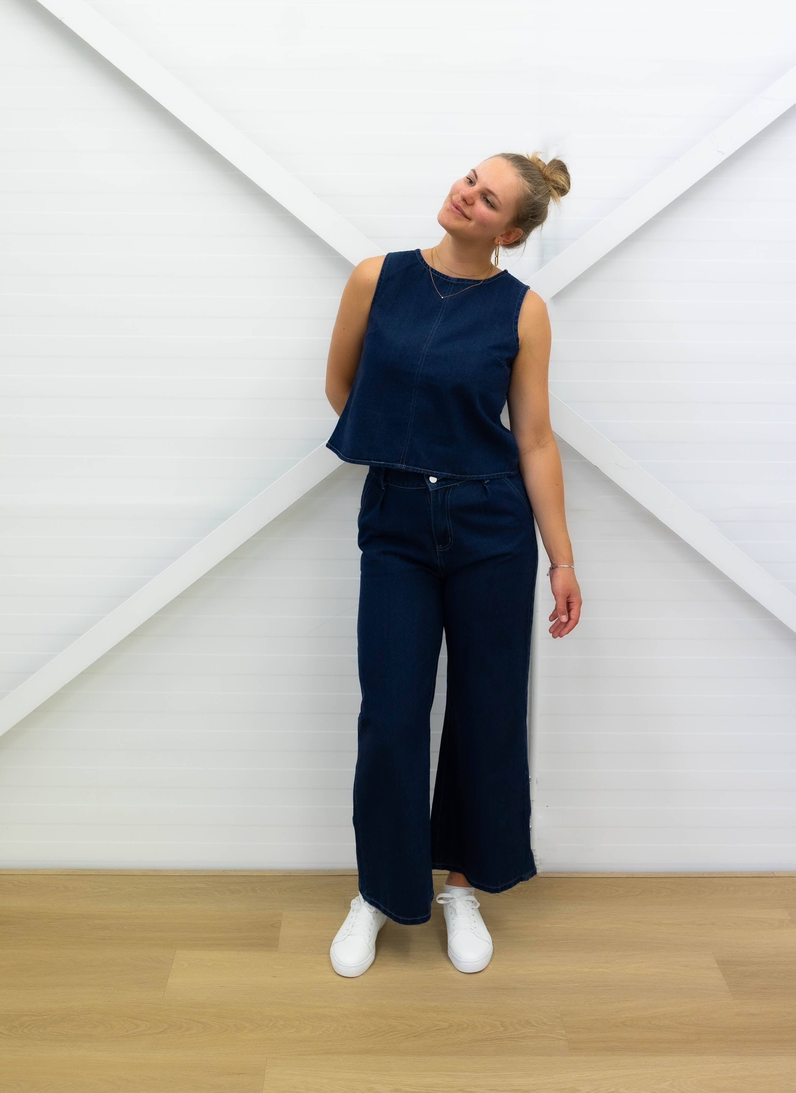 DENIM TOP + DENIM TROUSERS - Set