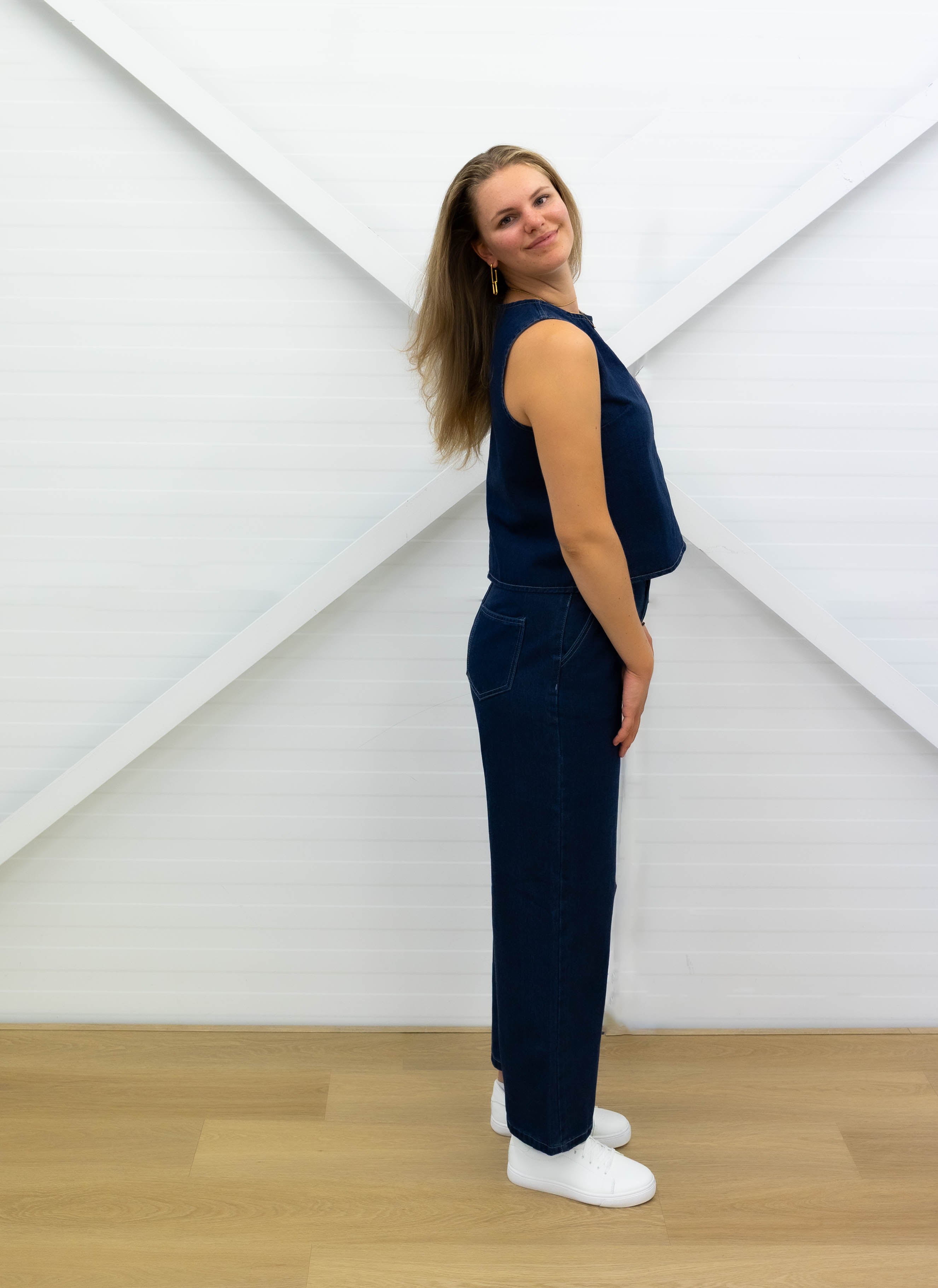 DENIM TOP + DENIM TROUSERS - Set