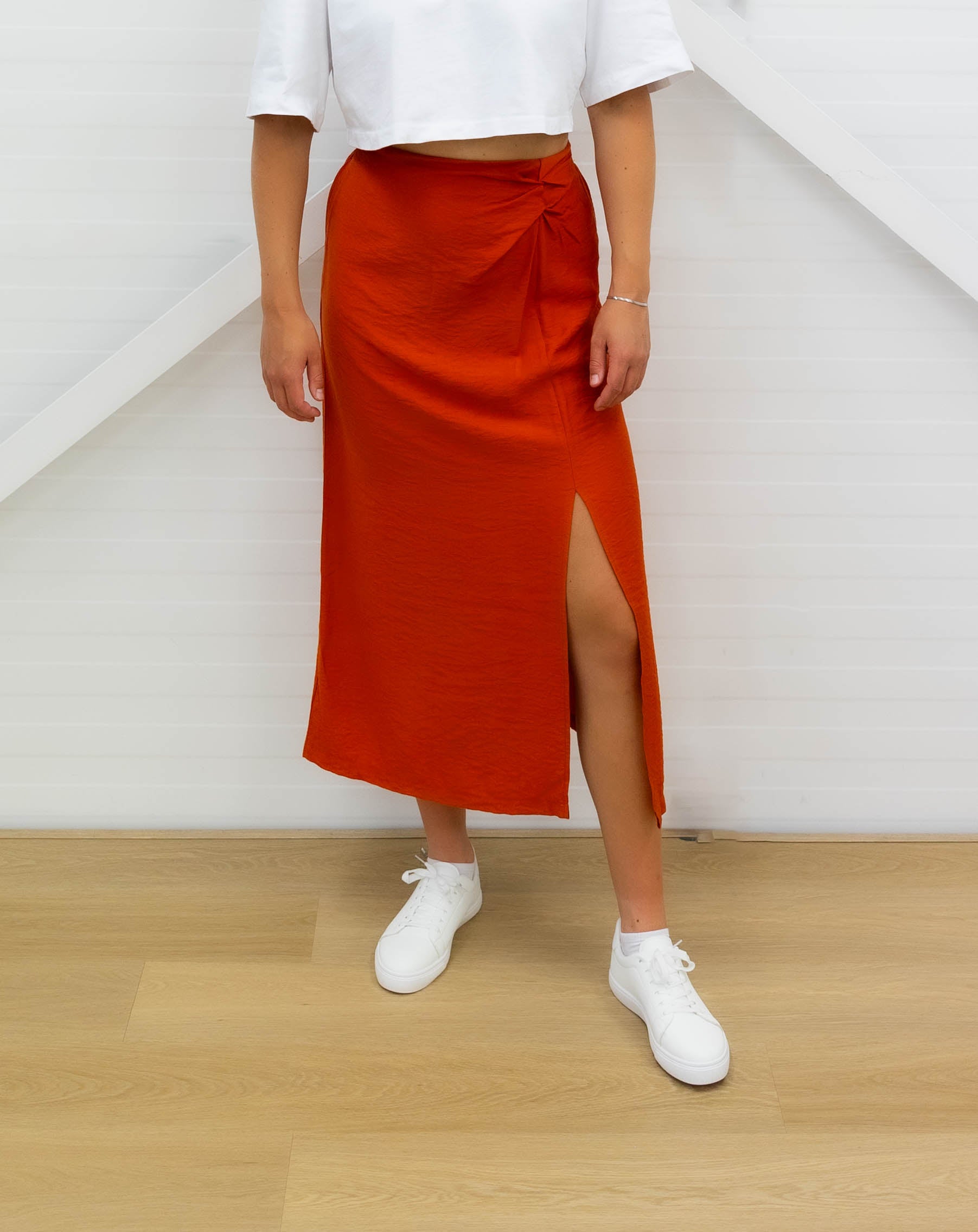 SLIT SKIRT - Maxi skirt - Orange
