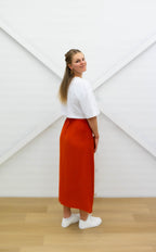 SLIT SKIRT - Maxi skirt - Orange