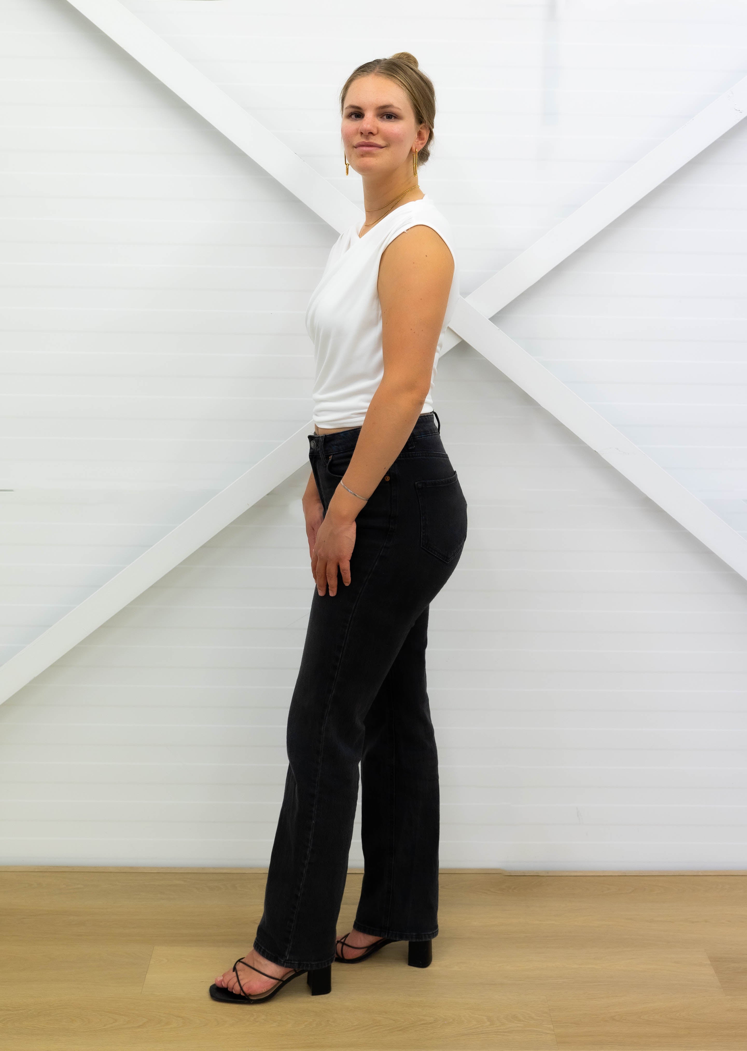 TOP - Draped Neckline - White