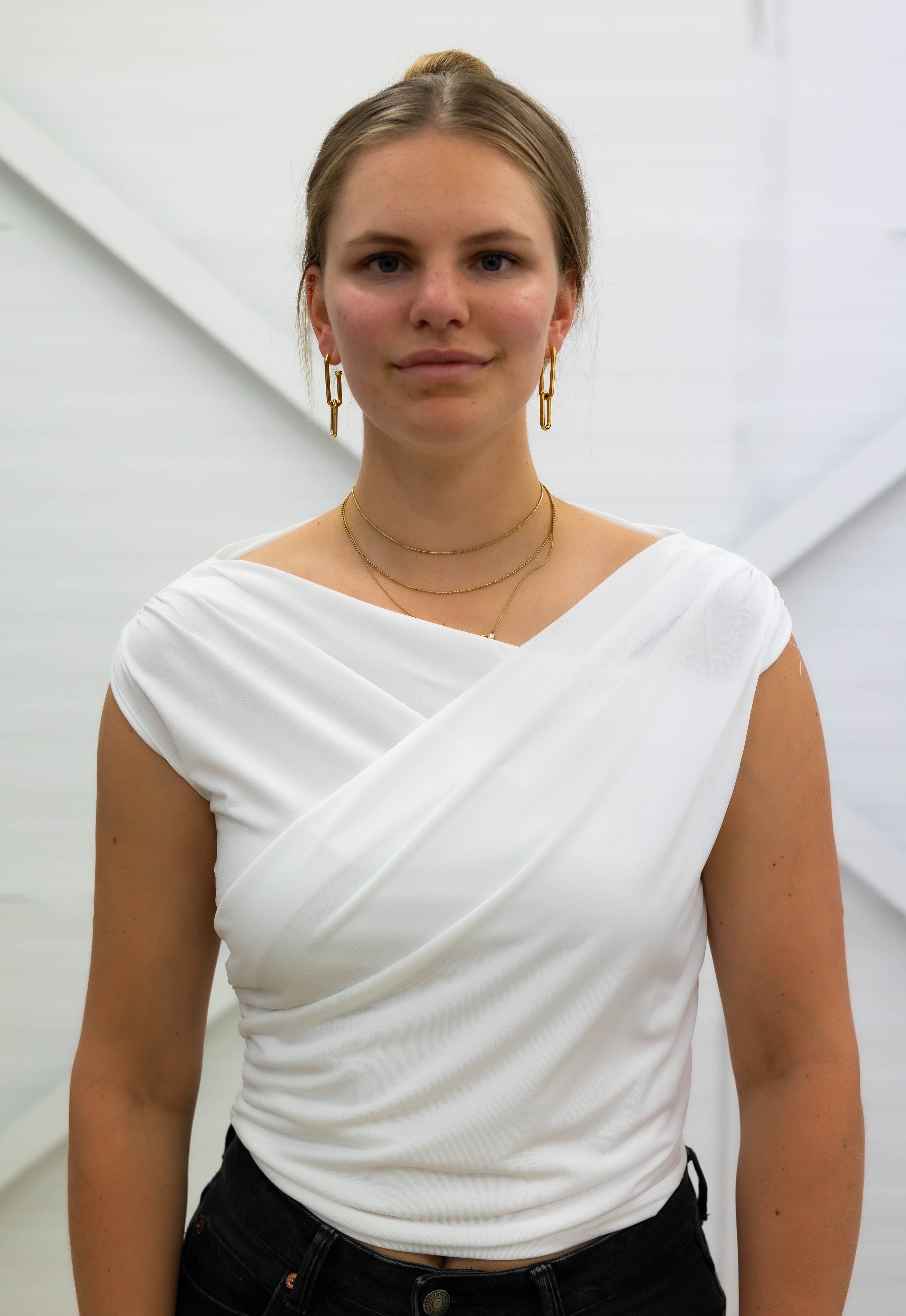 TOP - Draped Neckline - White