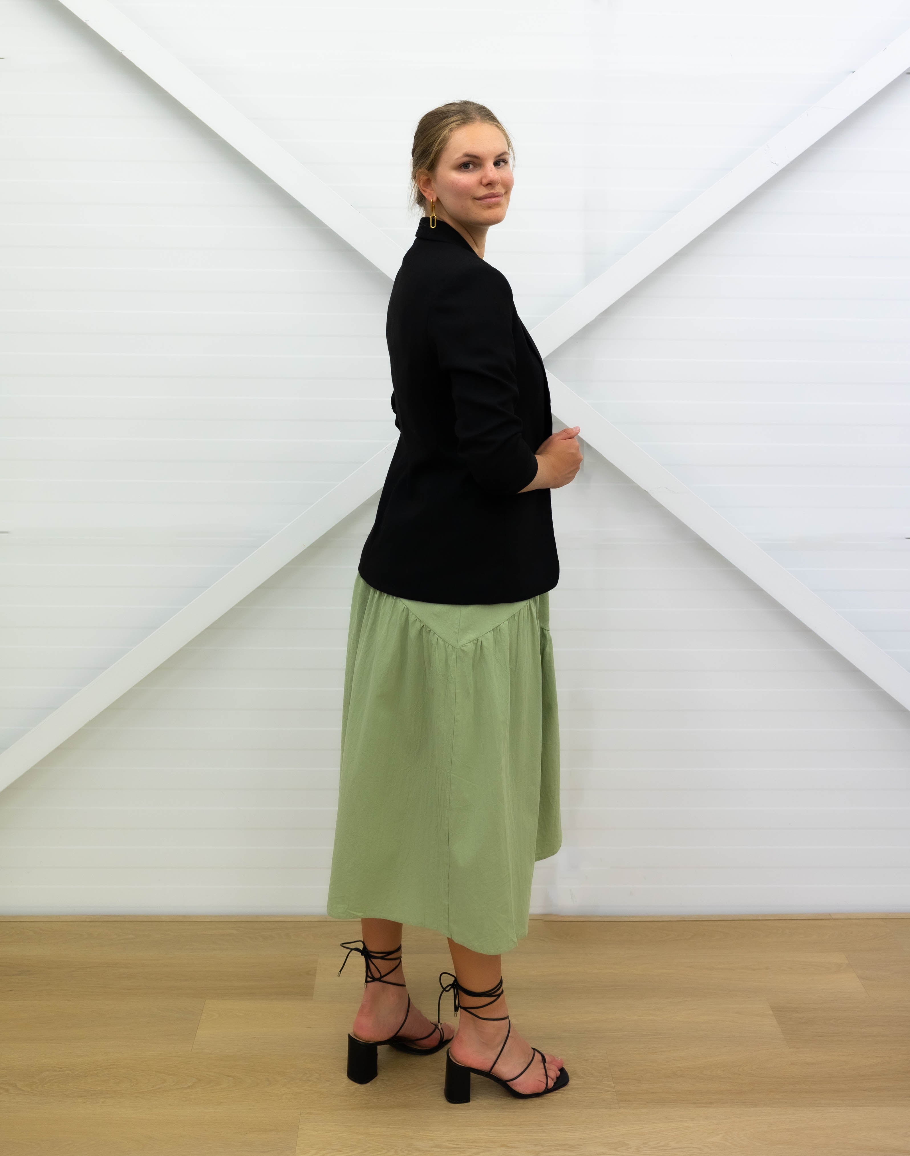 MAXI DRESS - Sleeveless - Green - Square Neck