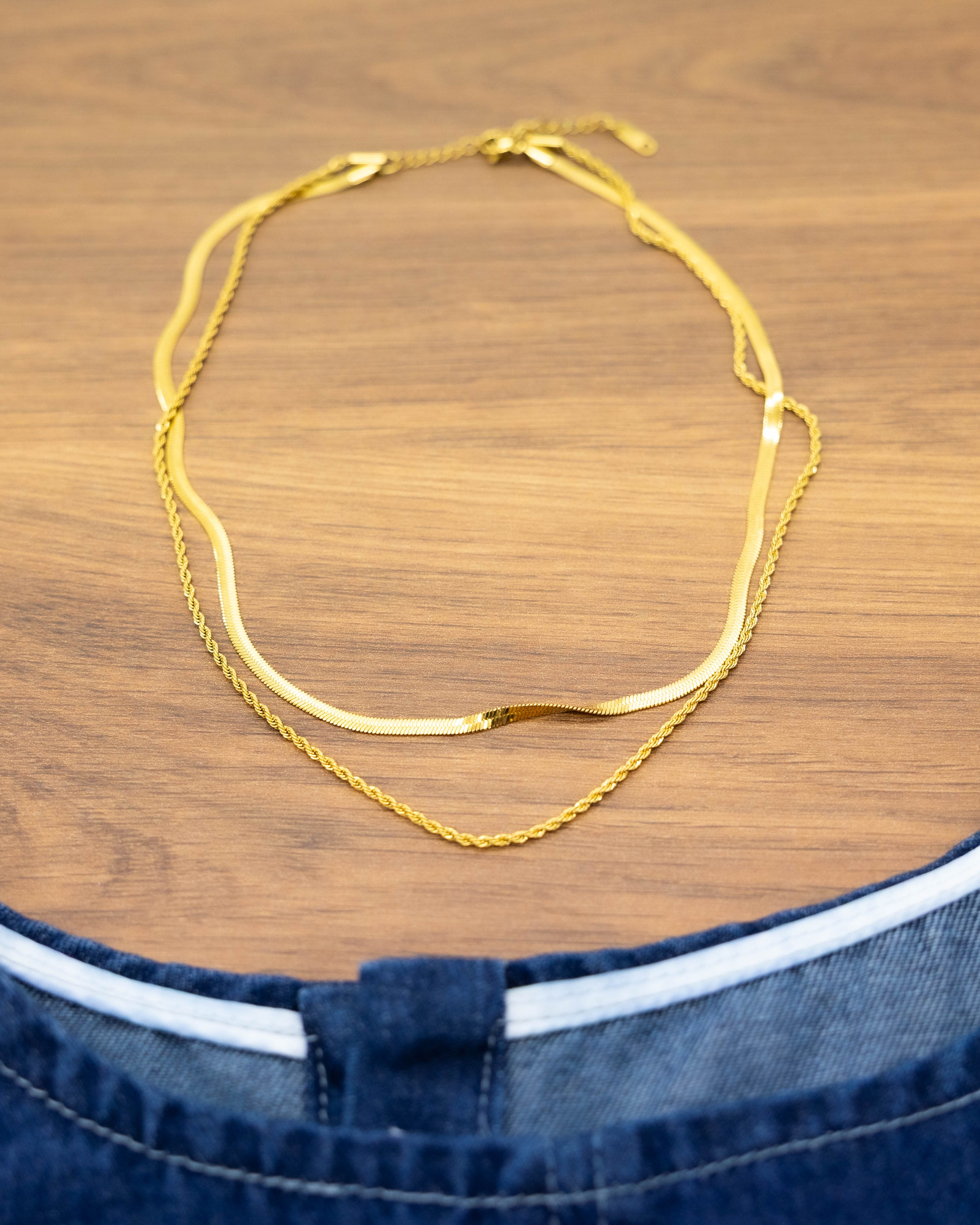18K GOLD PLATED NECKLACE - Double Layered